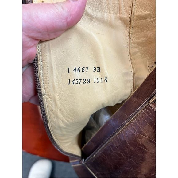 Charlie 1 Horse by Luccese Brown Leather Heart Cut Out 11” Calf Sidev Zip Boots - Picture 10 of 11